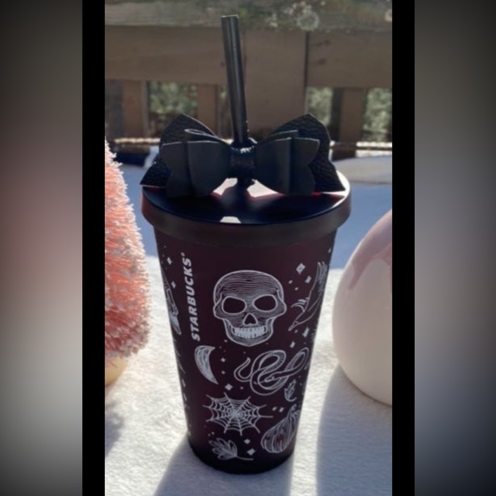 NWT Starbucks Halloween Tattoo Plum Grande Skull Tumbler